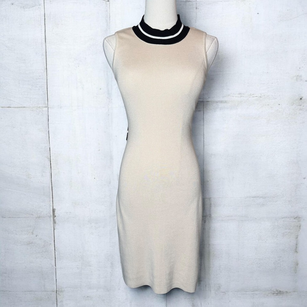 House of Harlow 1960 Mock Neck Knit Dress with Back‎ Cut Out Cream size XS